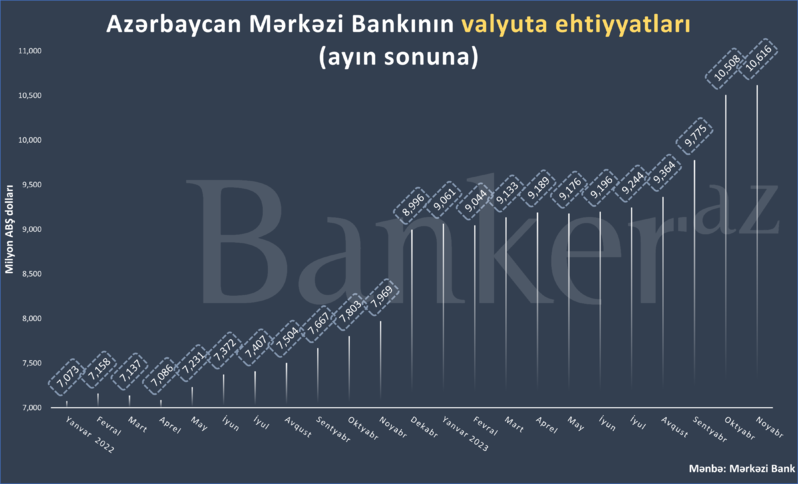 Mərkəzi Bankın valyuta ehtiyatı .62 milyarda çatdı