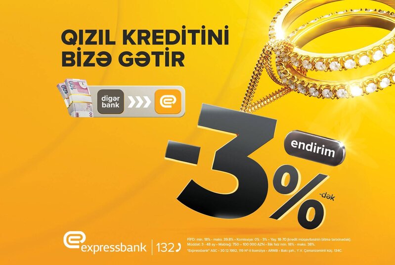Qızıl kreditini bu banka gətirənlərə endirim var