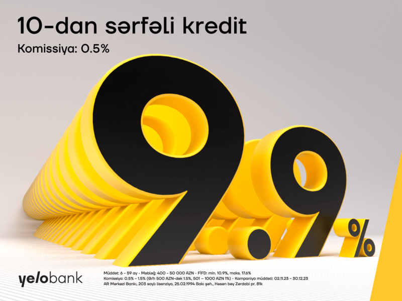 Yelo Bank-da 10-dan sərfəli kredit var