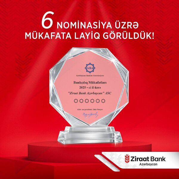 Ziraat Bank Azərbaycan ABA tərəfindən 6 nominasiya üzrə mükafatlandırılıb