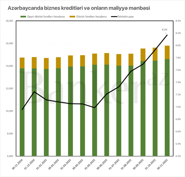 Dövlət fondları hesabına biznes kreditlərin həcmi yüksəlib