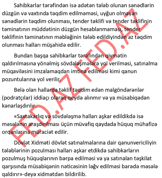 Dövlət satınalmalarında baş verən - ƏSAS POZUNTULAR AÇIQLANIB