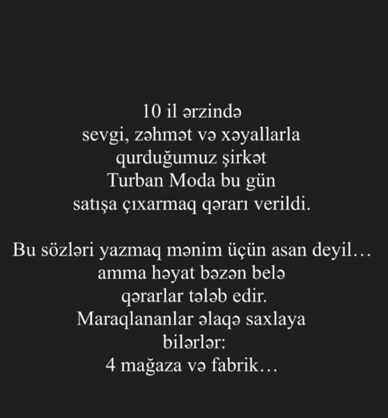 Azərbaycanın tanınmış brendi satışa çıxarıldı
