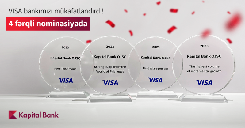 Kapital Bank Visa-nın 4 mükafatına layiq görülüb